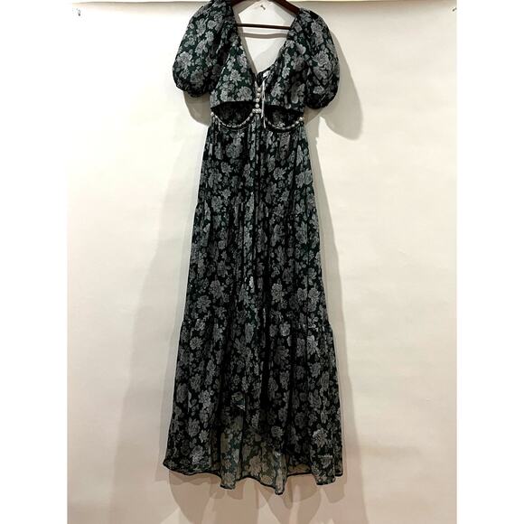 V. Chapman  Emma V-Neck A-Line Brocade Cutout Maxi Dress Size 2 NWT - Picture 8 of 13